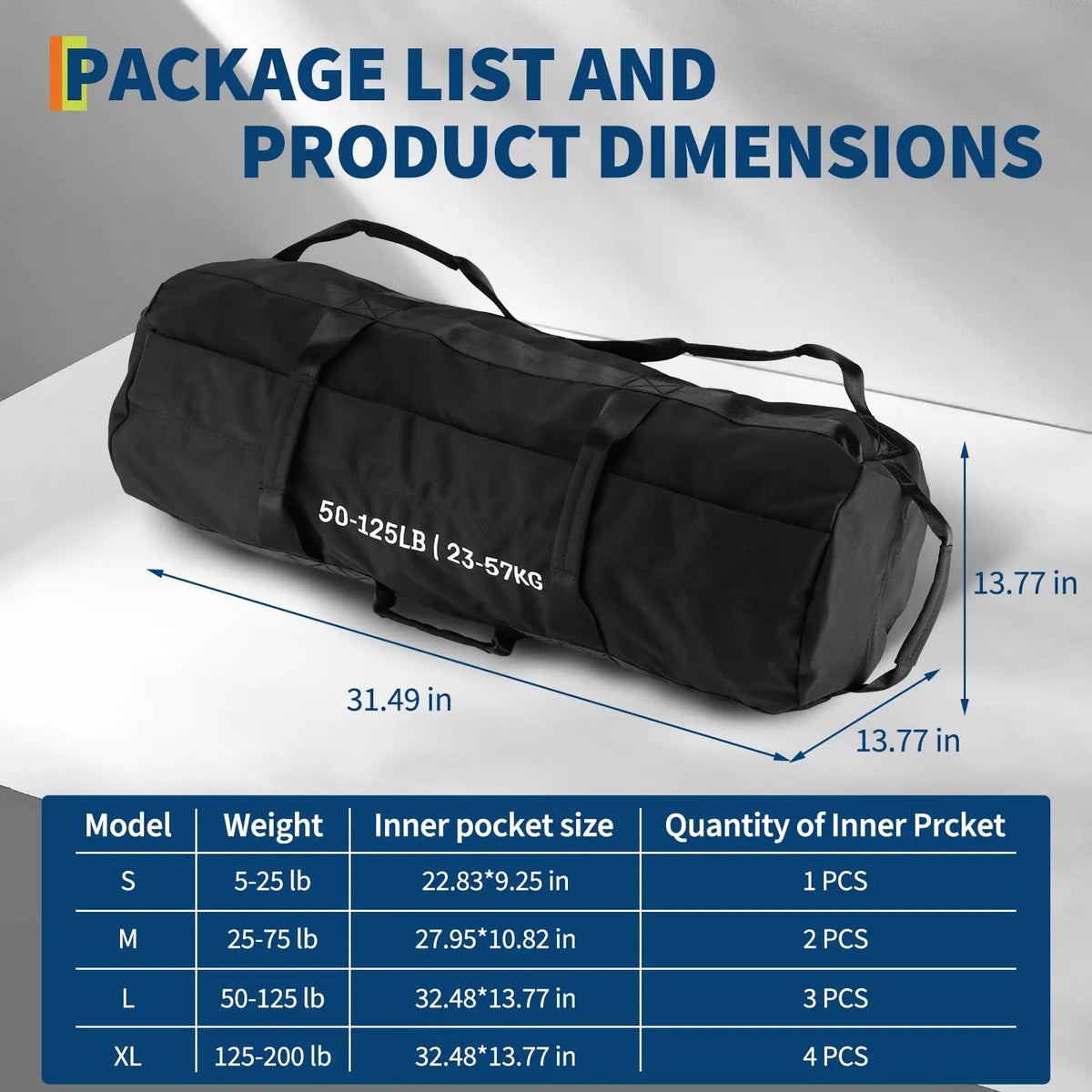 Sandbags for Working Out with Handles, Adjustable Fitness Sandbags Unfilled, Heavy Duty Sand Bags for Weight Training & Full-Body Workouts