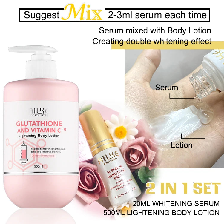 AILKE Vitamin C Glutathione Brightening Body Lotion for Glowing Skin