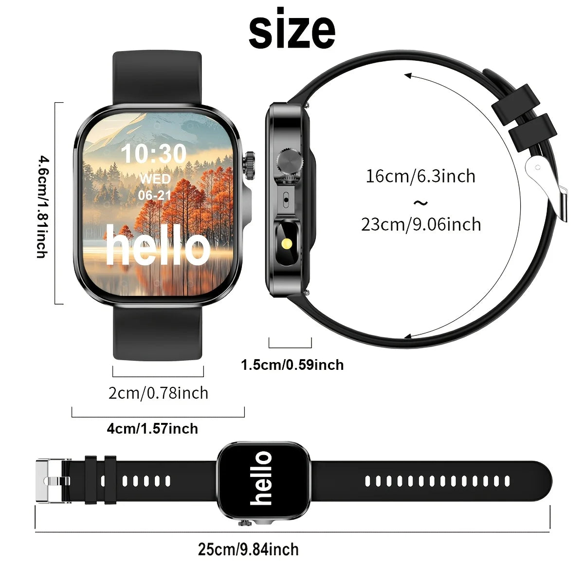 2026 New HD Full-Touch Smartwatch for Men and Women - Wireless Calling/Texting/Multiple Sports Modes/Remote Camera Control/Fitness Tracker/Outdoor LED Lighting, Compatible with Android and iPhone, USB Charging