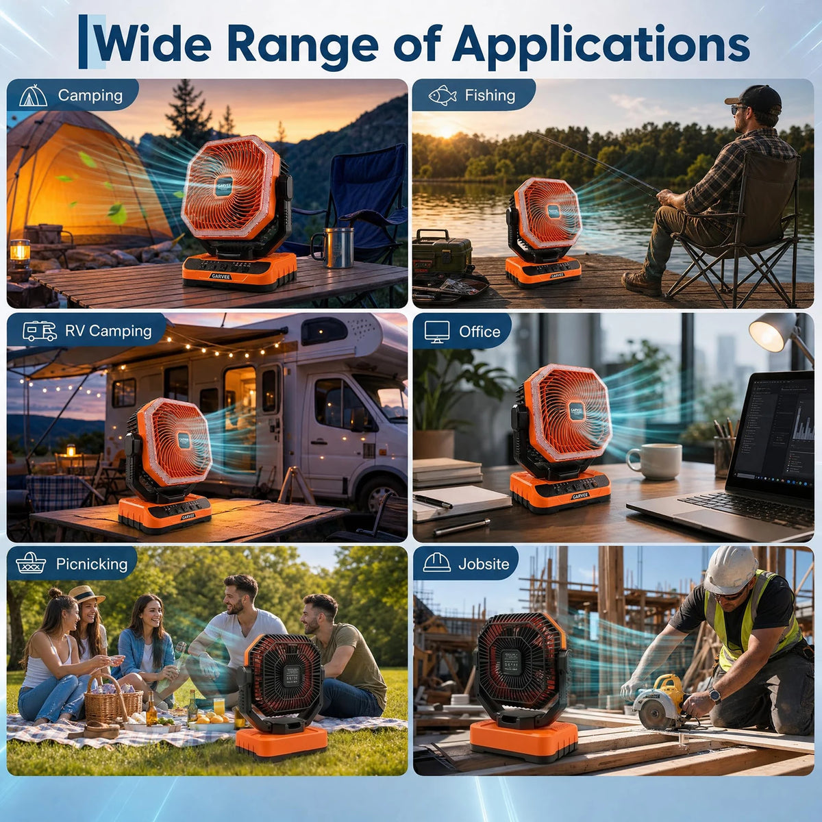 HiMISS Portable Camping Fan With LED Light And Remote Control