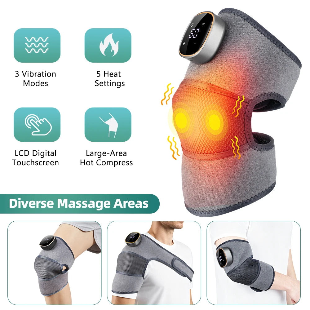 Hailicare Rechargeable Heated Knee Massager Brace With Vibration