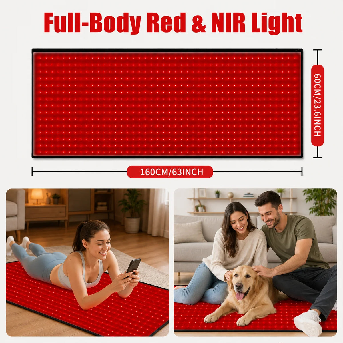 Red Light Therapy Mat With Adjustable Timer And Dual Wavelengths