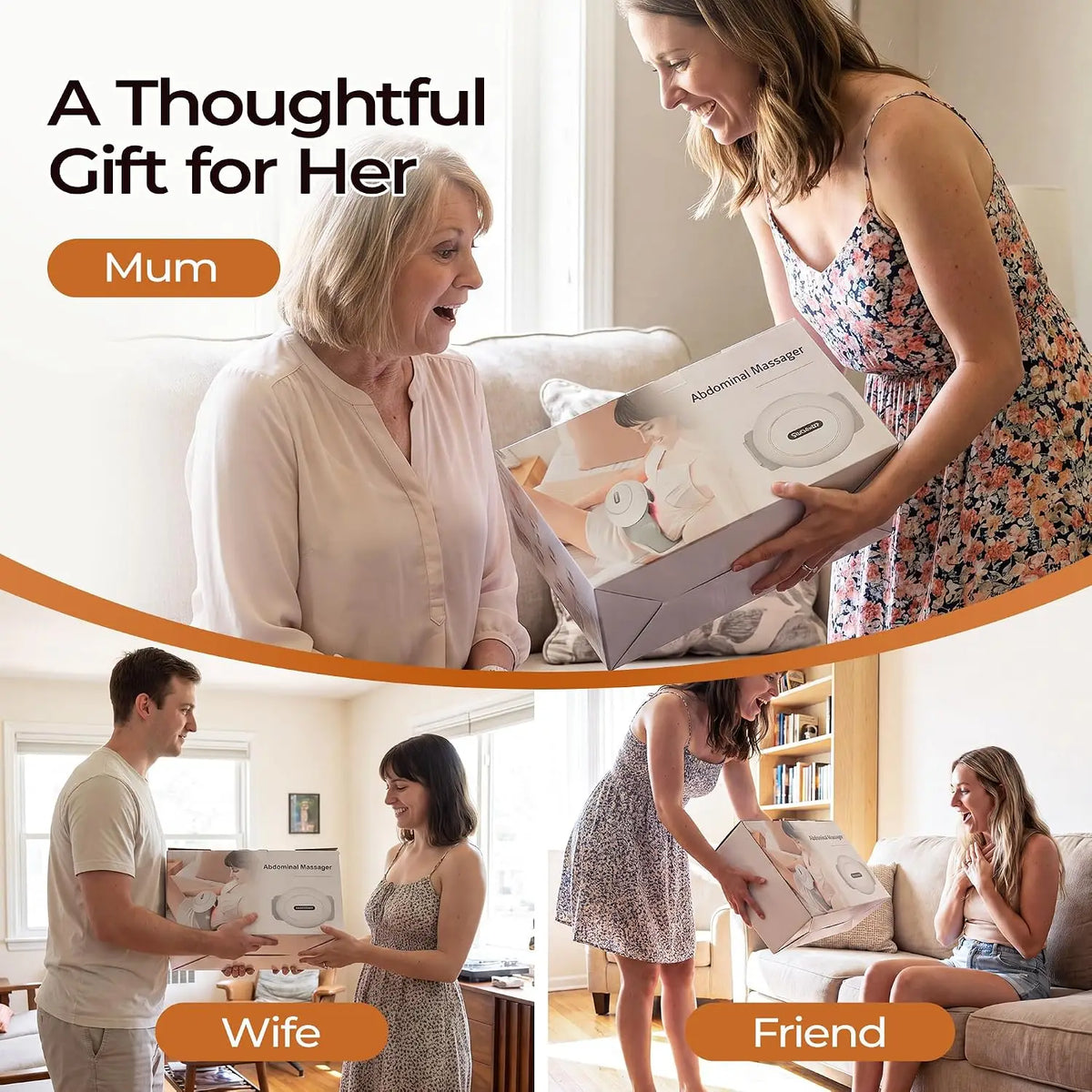 HOMEMASSA Rechargeable Heated Abdominal Massager With Adjustable Strap