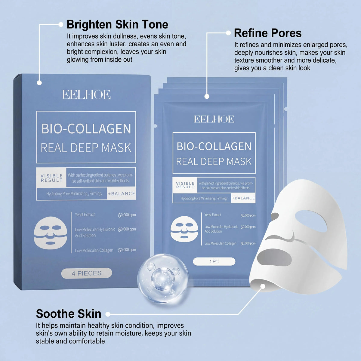 Eelhoe Bio Collagen Centella Face Mask for Hydrating and Firming