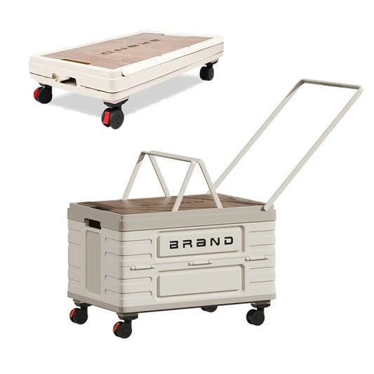 Foldable Rotating Storage Cart With Silent Wheels For Camping