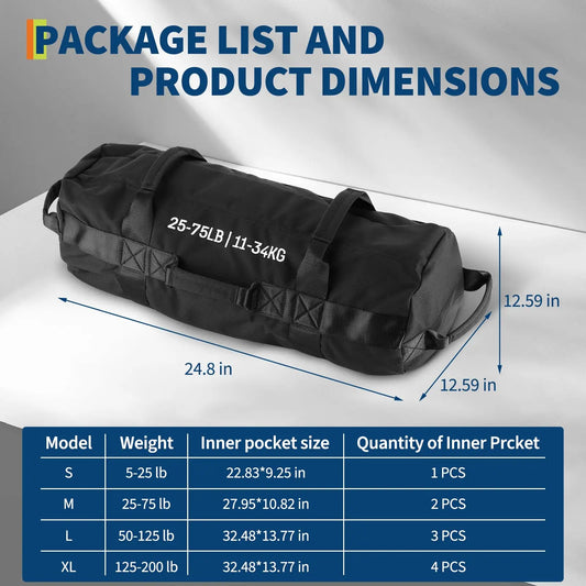 Sandbags for Working Out with Handles, Adjustable Fitness Sandbags Unfilled, Heavy Duty Sand Bags for Weight Training & Full-Body Workouts