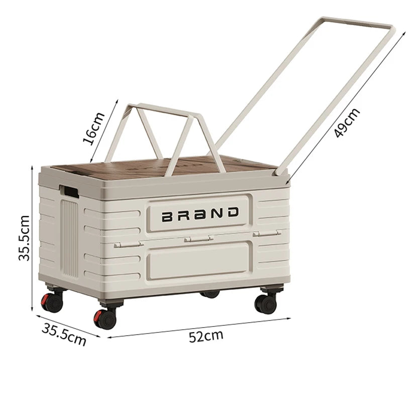 Foldable Rotating Storage Cart With Silent Wheels For Camping