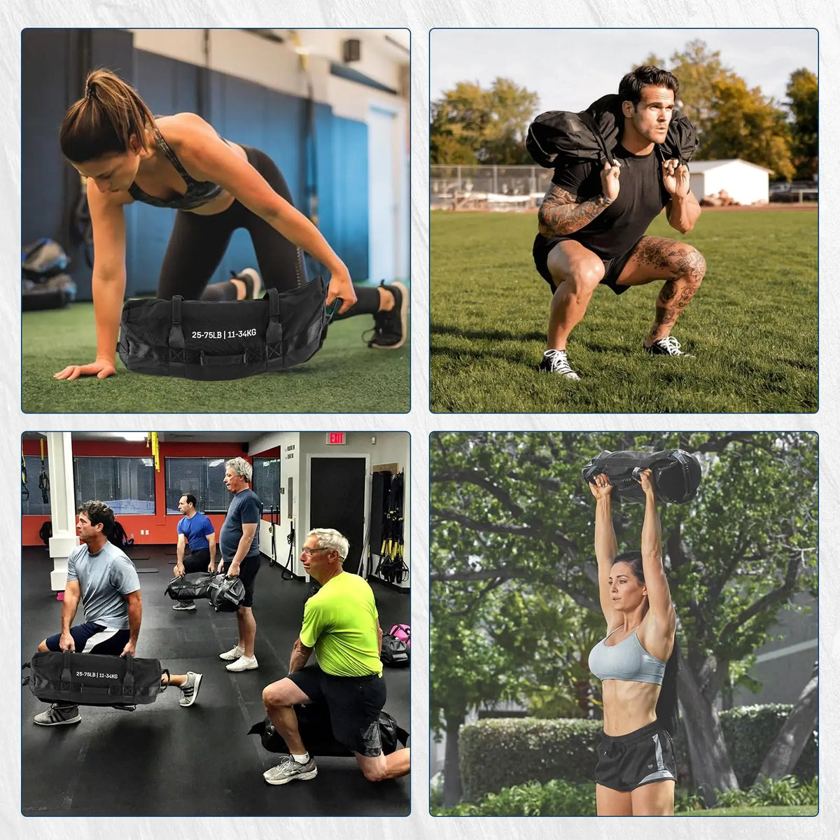 Sandbags for Working Out with Handles, Adjustable Fitness Sandbags Unfilled, Heavy Duty Sand Bags for Weight Training & Full-Body Workouts