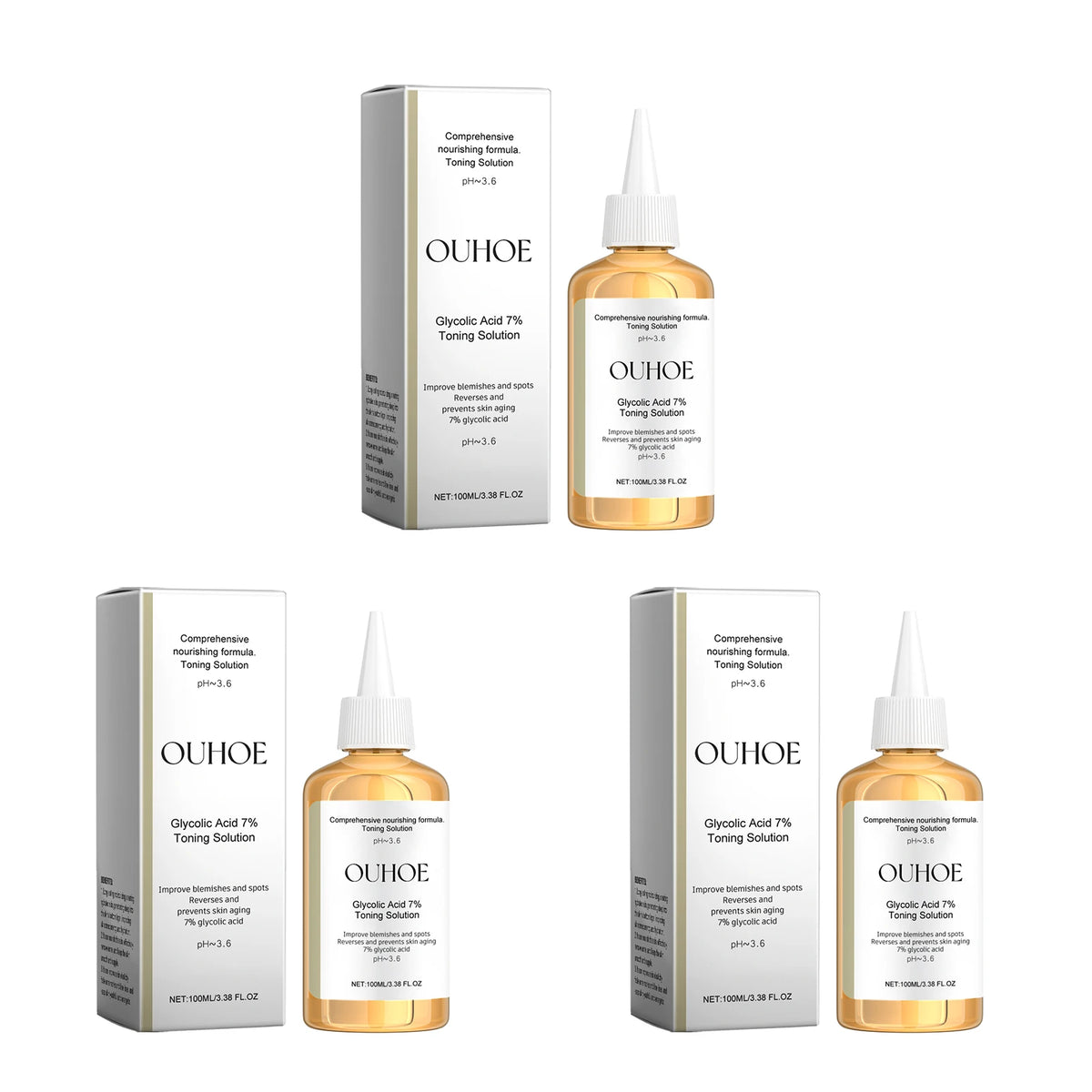 Glycolic Acid 7% Toning Solution Ginseng Root Extract Refines Pores Brightens Dullness Restores Vitality Moisturizes Skin Exfoliating Toner