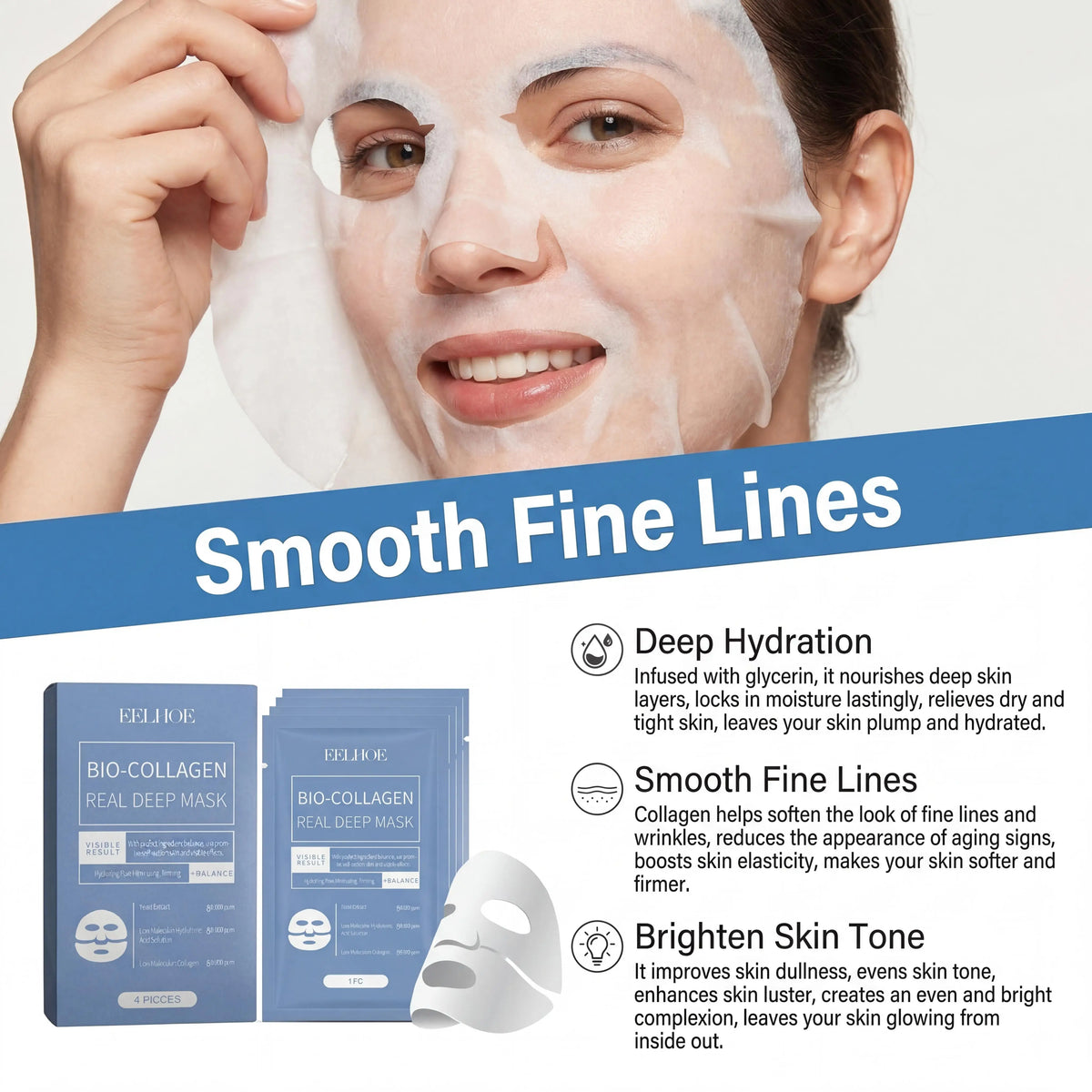 Eelhoe Bio Collagen Centella Face Mask for Hydrating and Firming