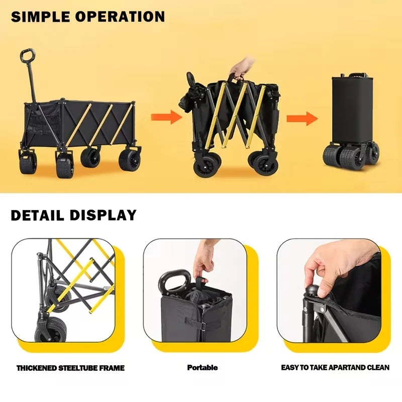 Heavy Duty Folding Wagon Cart Outdoor Utility Camping Trolley Portable