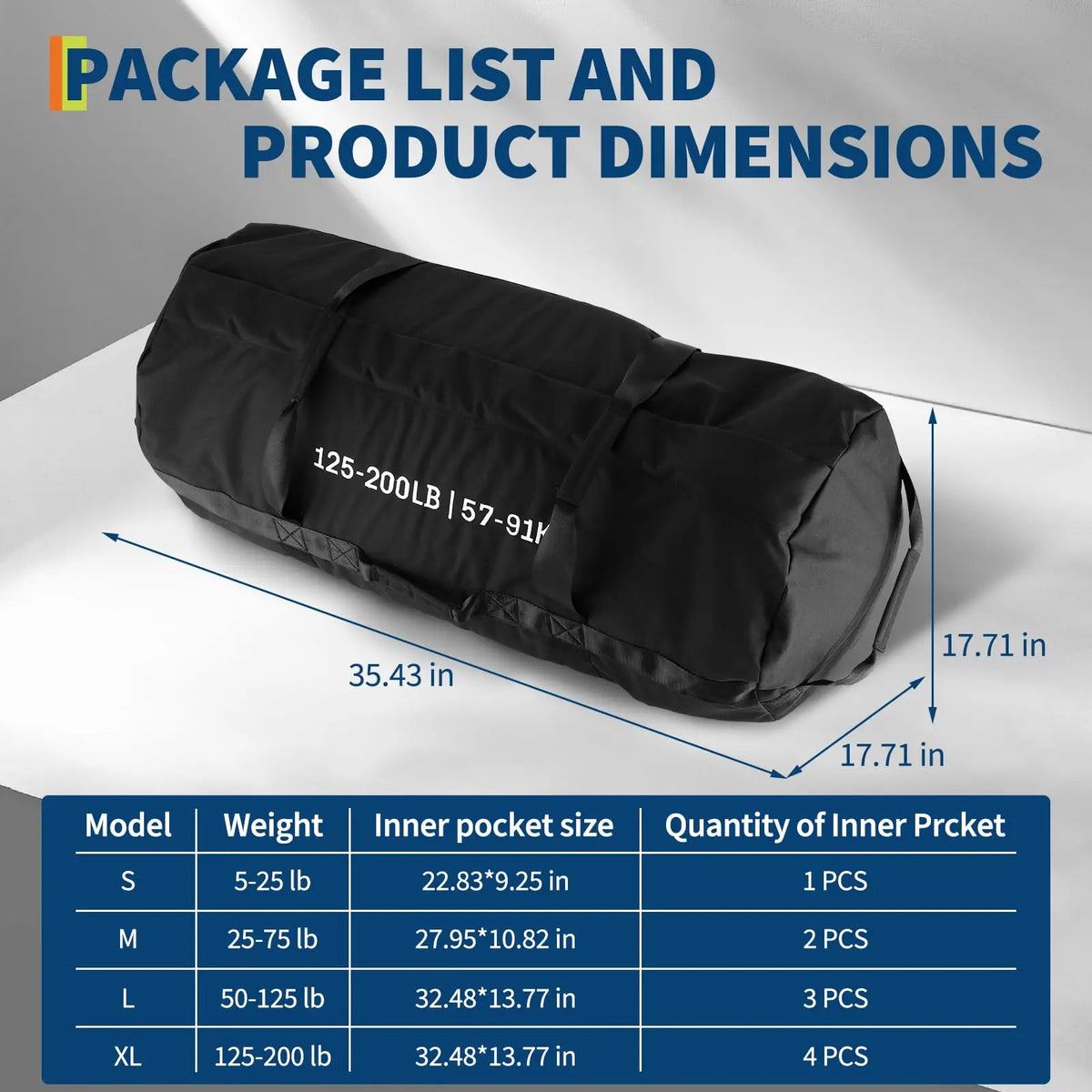 Sandbags for Working Out with Handles, Adjustable Fitness Sandbags Unfilled, Heavy Duty Sand Bags for Weight Training & Full-Body Workouts