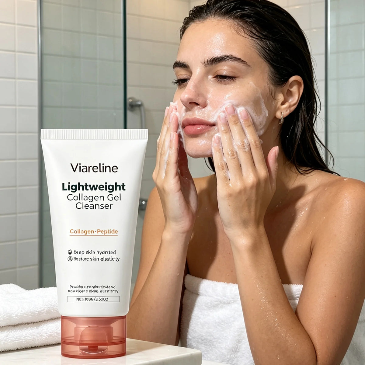 Viareline Collagen Gel Cleanser Moisturize Skin Restore Skin Elasticity Gentle Hydration Repair Barrier Peptide Facial Cleanser