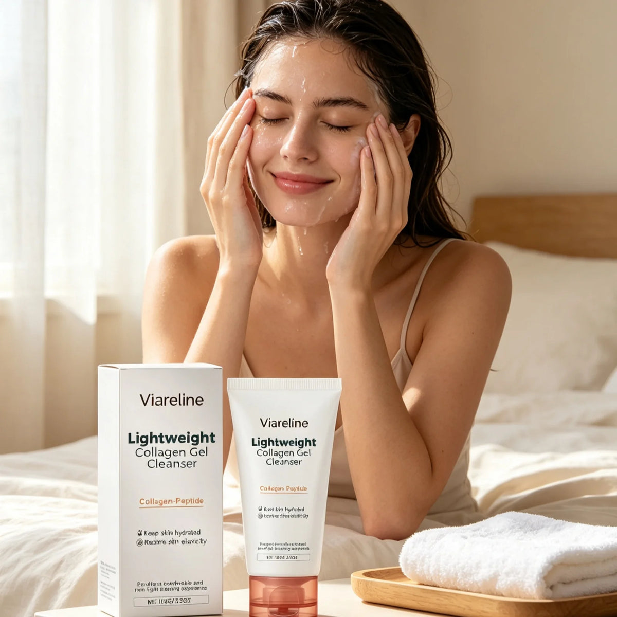 Viareline Collagen Gel Cleanser Moisturize Skin Restore Skin Elasticity Gentle Hydration Repair Barrier Peptide Facial Cleanser