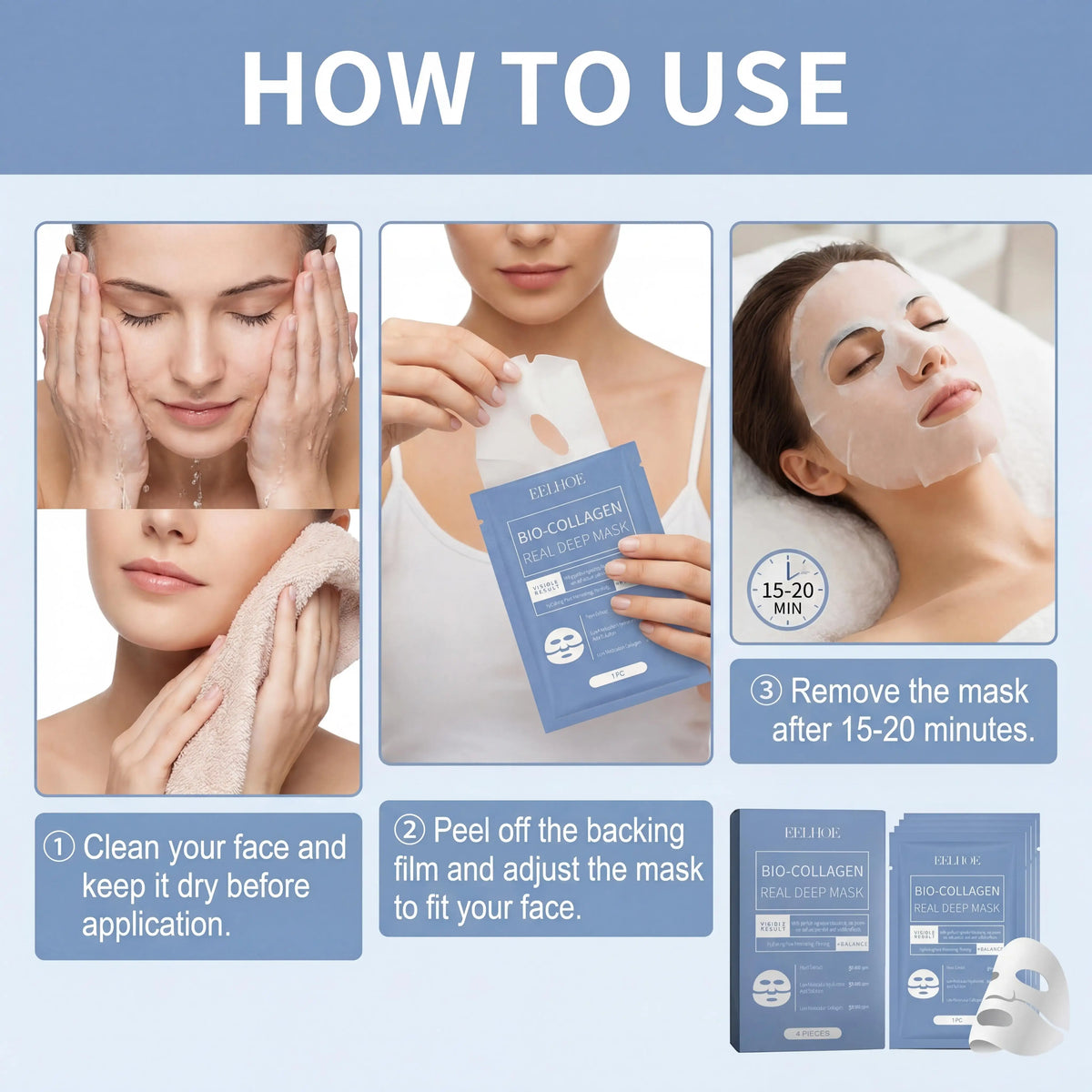 Eelhoe Bio Collagen Centella Face Mask for Hydrating and Firming