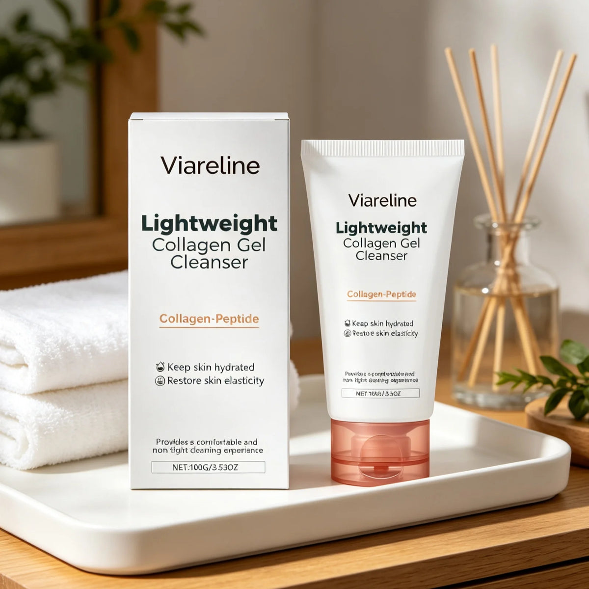 Viareline Collagen Gel Cleanser Moisturize Skin Restore Skin Elasticity Gentle Hydration Repair Barrier Peptide Facial Cleanser