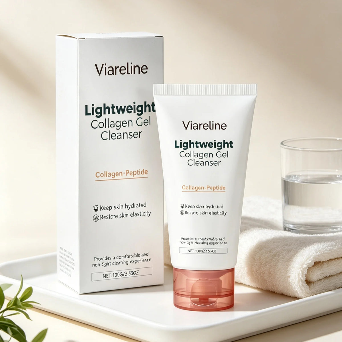 Viareline Collagen Gel Cleanser Moisturize Skin Restore Skin Elasticity Gentle Hydration Repair Barrier Peptide Facial Cleanser