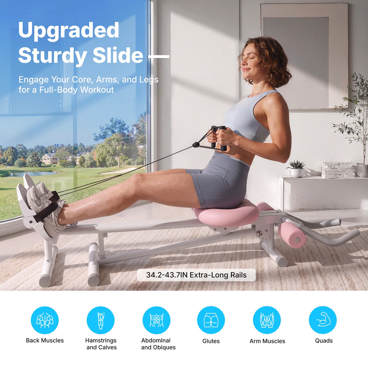 Merach Adjustable 4-In-1 Foldable Ab Trainer Rowing Gym