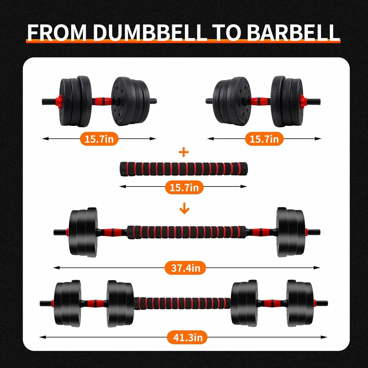 Adjustable Dumbbell Barbell Set Anti Slip Grip Home Gym Strength Training
