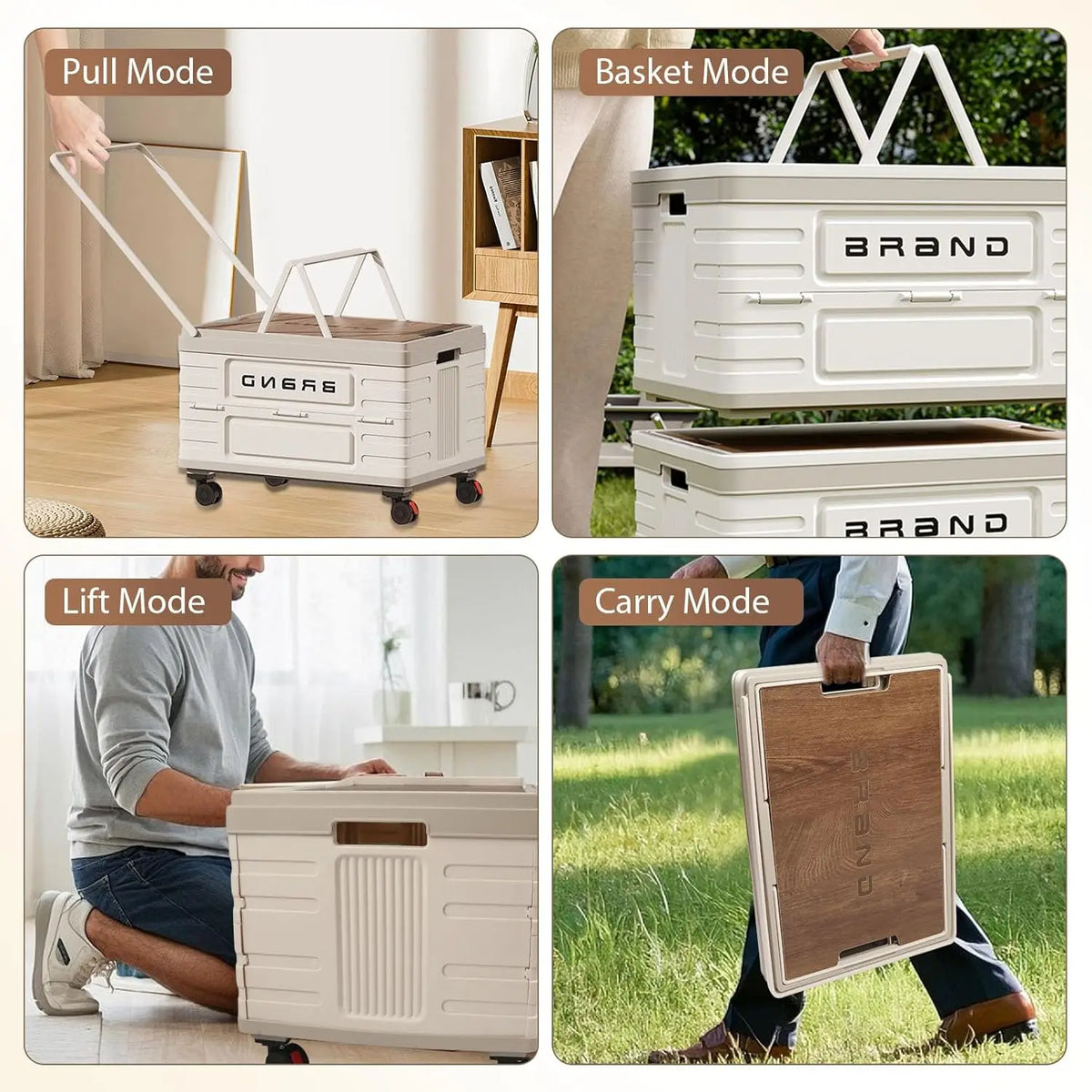 Foldable Rotating Storage Cart With Silent Wheels For Camping
