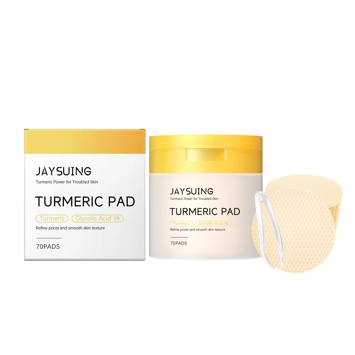 Jaysuing Turmeric Pad Facial Pore Cleansing Troubled Skin Glow Boosting Skin-Firming Moisturizing Exfoliating Brightening Skin Facial Cleaning Pads