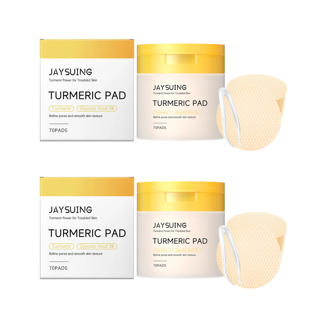 Jaysuing Turmeric Pad Facial Pore Cleansing Troubled Skin Glow Boosting Skin-Firming Moisturizing Exfoliating Brightening Skin Facial Cleaning Pads