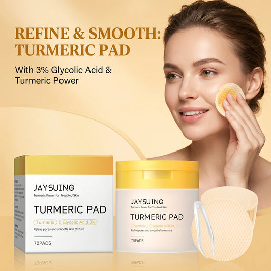 Jaysuing Turmeric Pad Facial Pore Cleansing Troubled Skin Glow Boosting Skin-Firming Moisturizing Exfoliating Brightening Skin Facial Cleaning Pads
