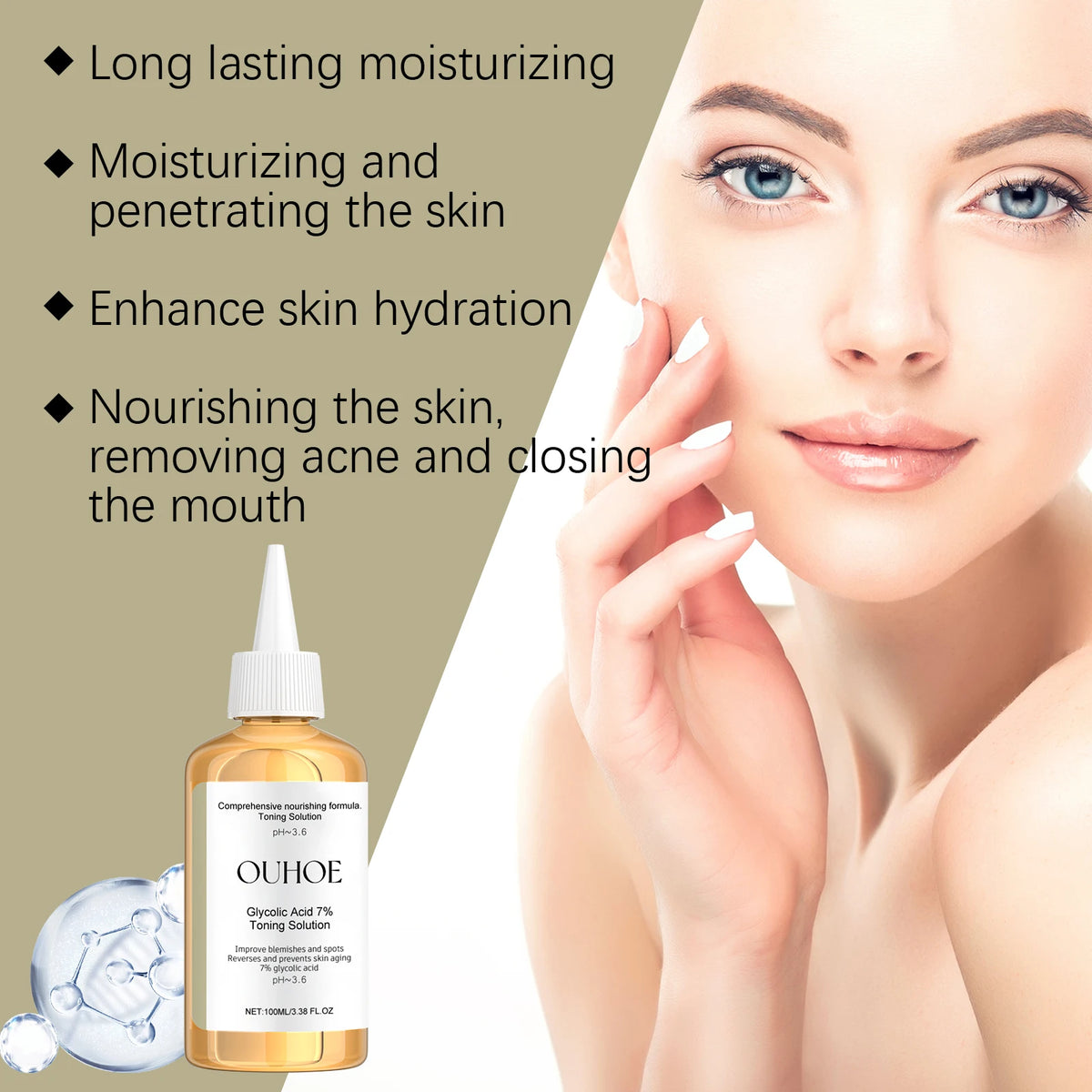 Glycolic Acid 7% Toning Solution Ginseng Root Extract Refines Pores Brightens Dullness Restores Vitality Moisturizes Skin Exfoliating Toner