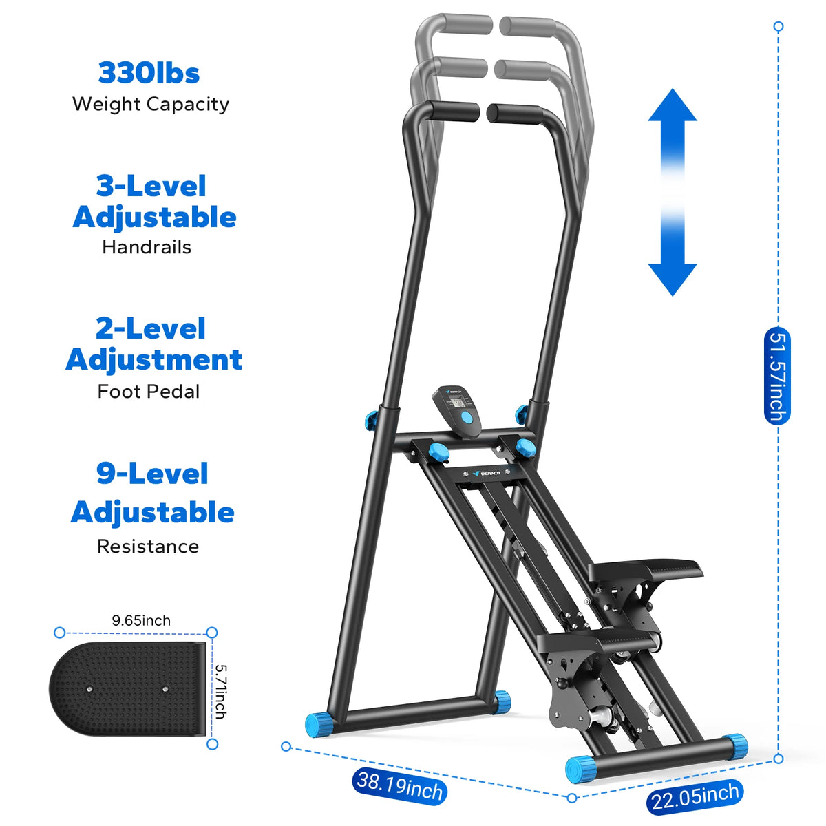MERACH Stair Stepper For Home Gym Full-Body Workout Fat Burning Weight Loss Foldable Quiet Low Noise Adjustable Resistance Vertical Climber Cardio Exercise Machine Beginner Friendly Easy To Use