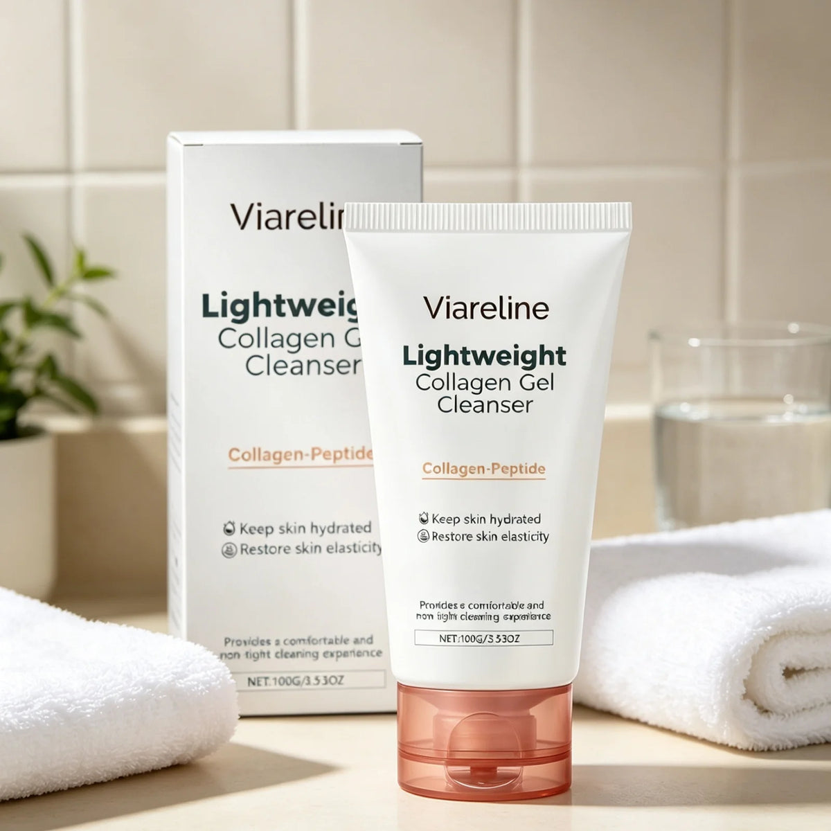 Viareline Collagen Gel Cleanser Moisturize Skin Restore Skin Elasticity Gentle Hydration Repair Barrier Peptide Facial Cleanser