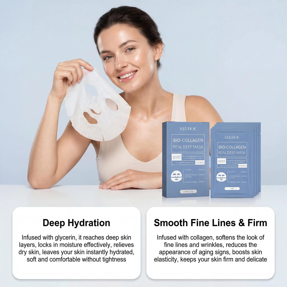 Eelhoe Bio Collagen Centella Face Mask for Hydrating and Firming