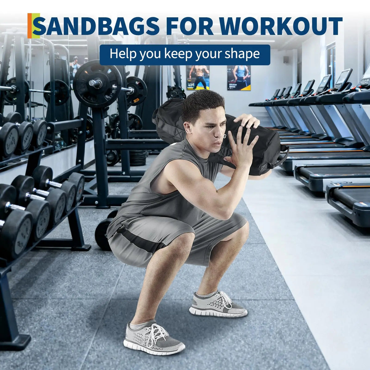 Sandbags for Working Out with Handles, Adjustable Fitness Sandbags Unfilled, Heavy Duty Sand Bags for Weight Training & Full-Body Workouts
