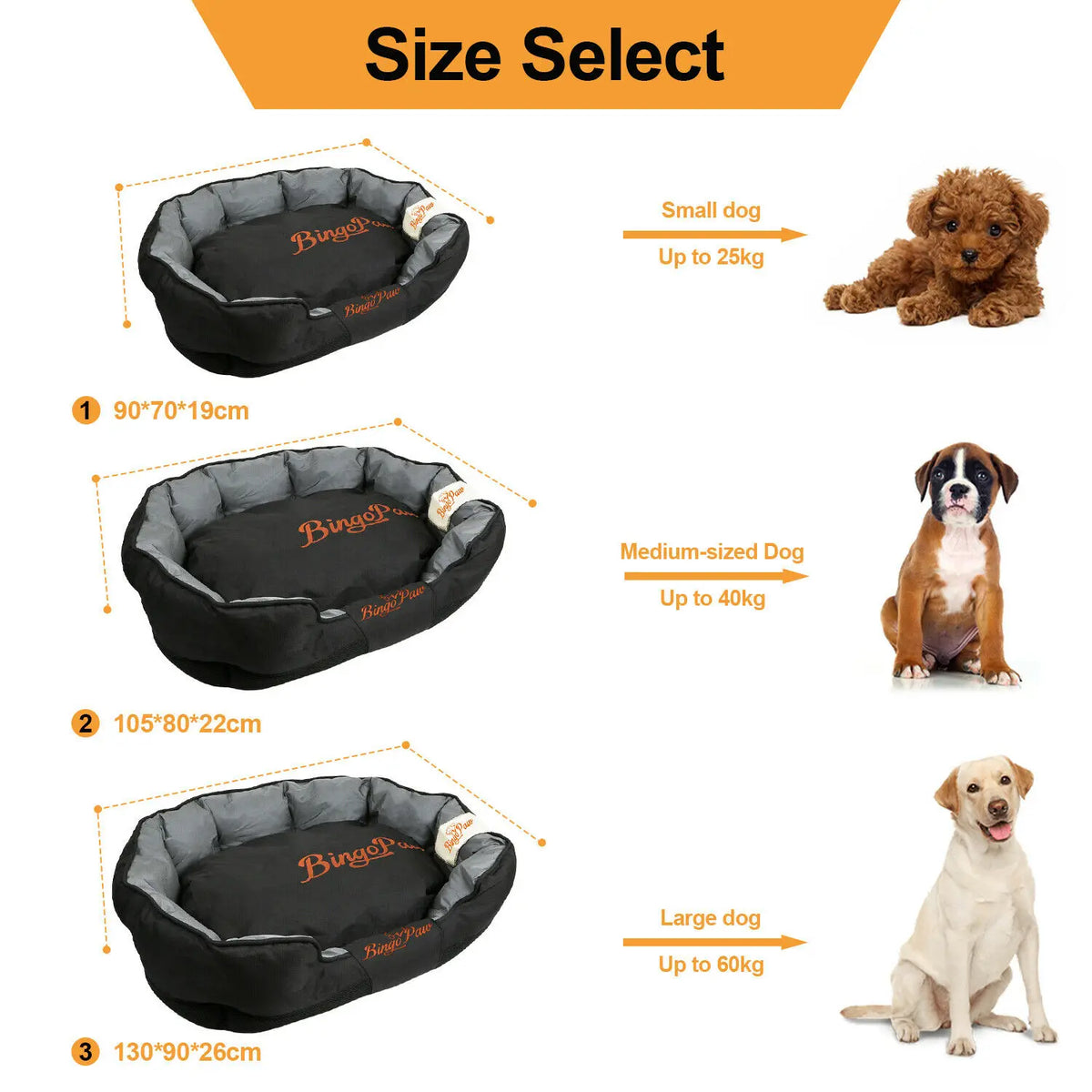 Bingopaw Waterproof Orthopedic Sofa Dog Bed Cushion