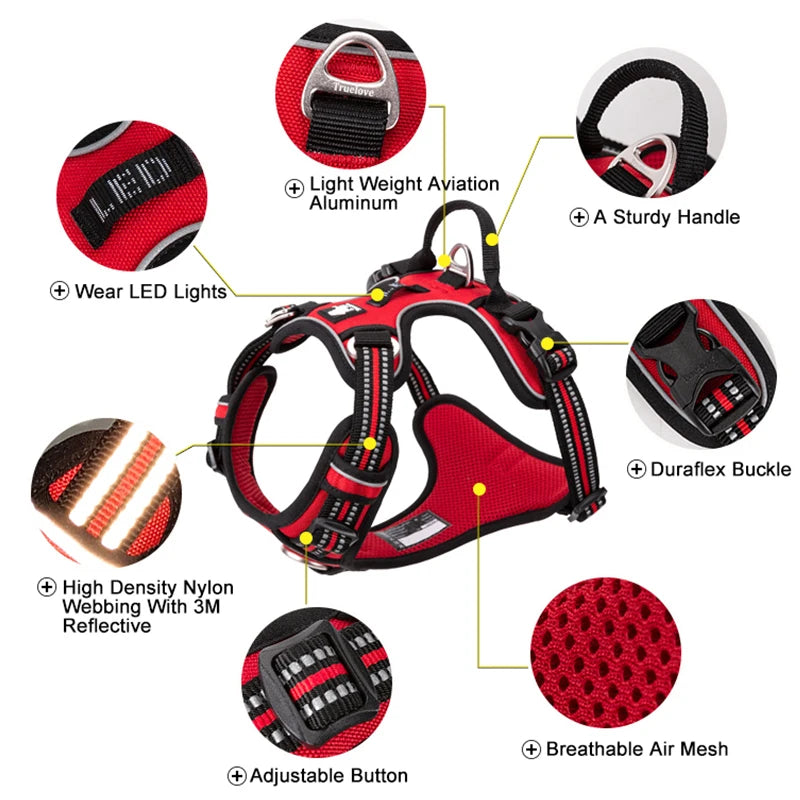 Truelove Reflective Adjustable No Pull Dog Harness for Walking and Running