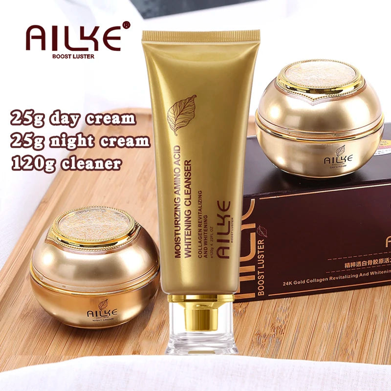 AILKE Collagen Whitening Facial Skincare Set for Moisturizing and Brightening