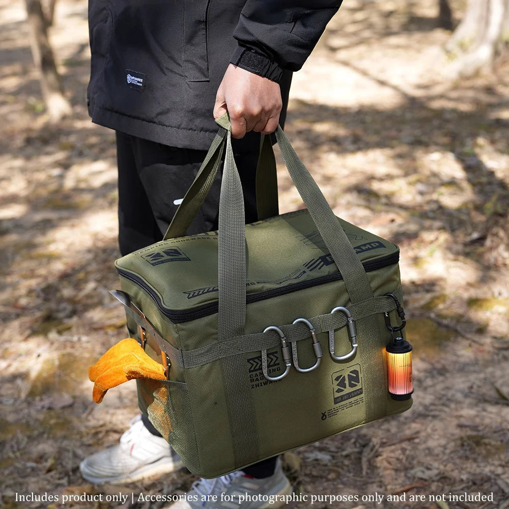 Heavy Duty Foldable Camping Cookware Storage Organizer Bag