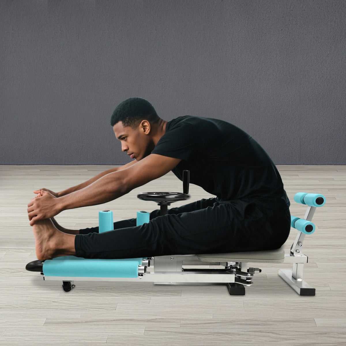 Heavy Duty Leg Stretcher Machine 330.7lbs Load Capacity 0-210° Adjustable Split Stretch Trainer Silent PVC Roller Ergonomic Soft Cushion Leg Stretch Training Device for Ballet Yoga Dance Martial Arts Flexibility Training