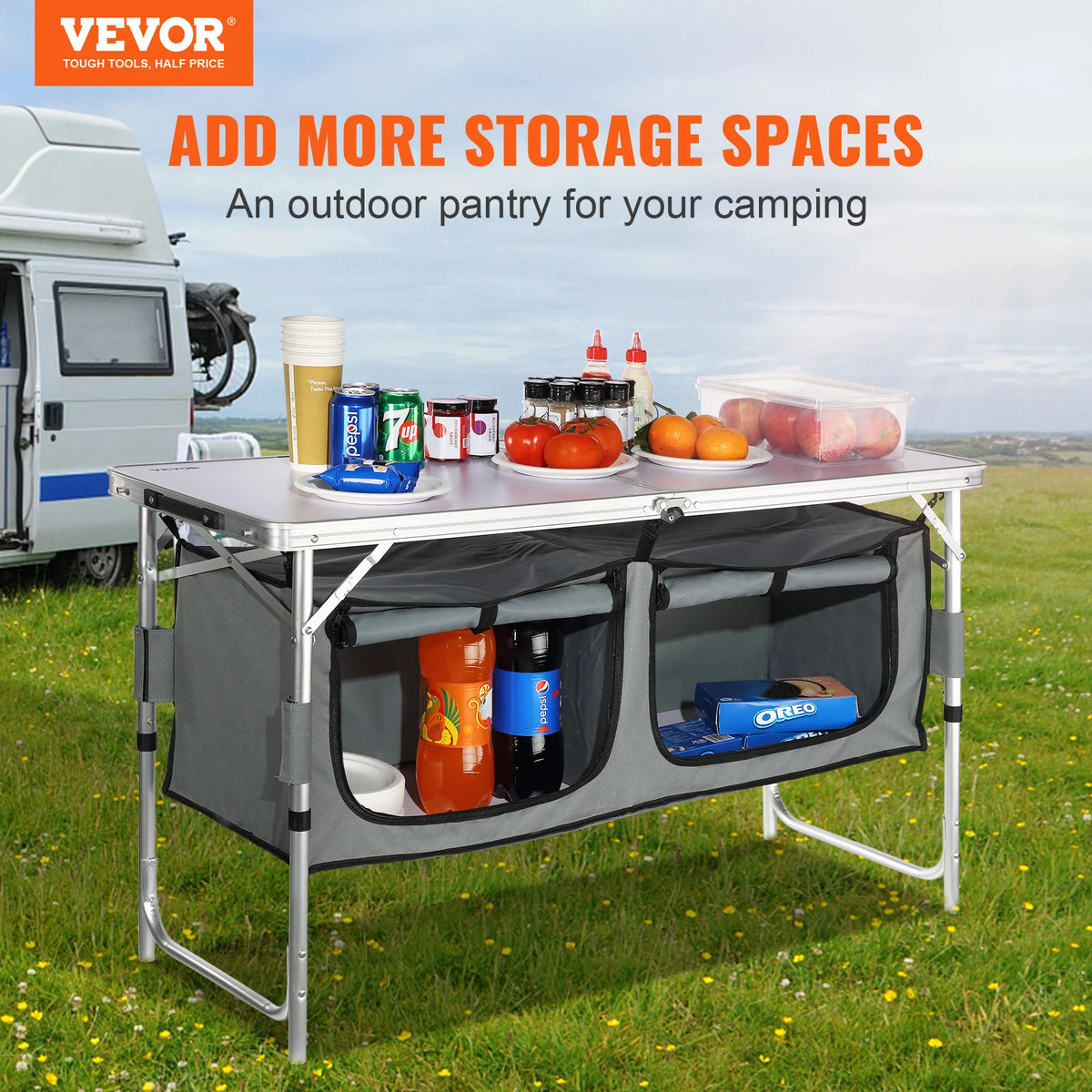 VEVOR Portable Folding Camping Kitchen Table for Outdoor Cooking