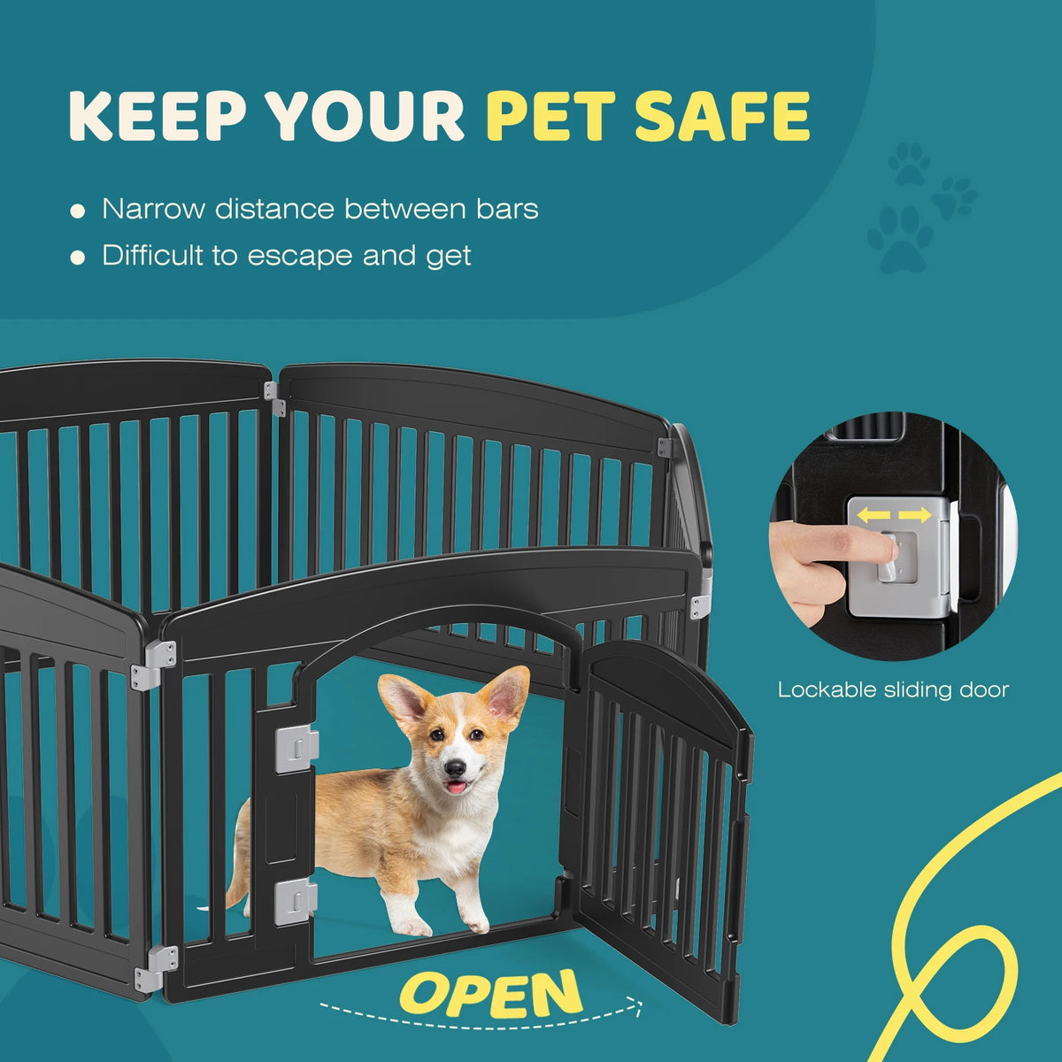 JHK Plastic Dog Playpen Six Panel Portable Pet Fence for Indoor Outdoor Use