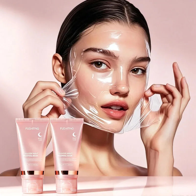 2PCS Hydrolyzed Collagen Peel-Off Mask, Instantly Moisturize, Suitable for Loose Skin And Facial Wrinkles, Making The Face Look More Tighter And Smoother, Watery Texture Easy to Apply And Tear, Unisex.
