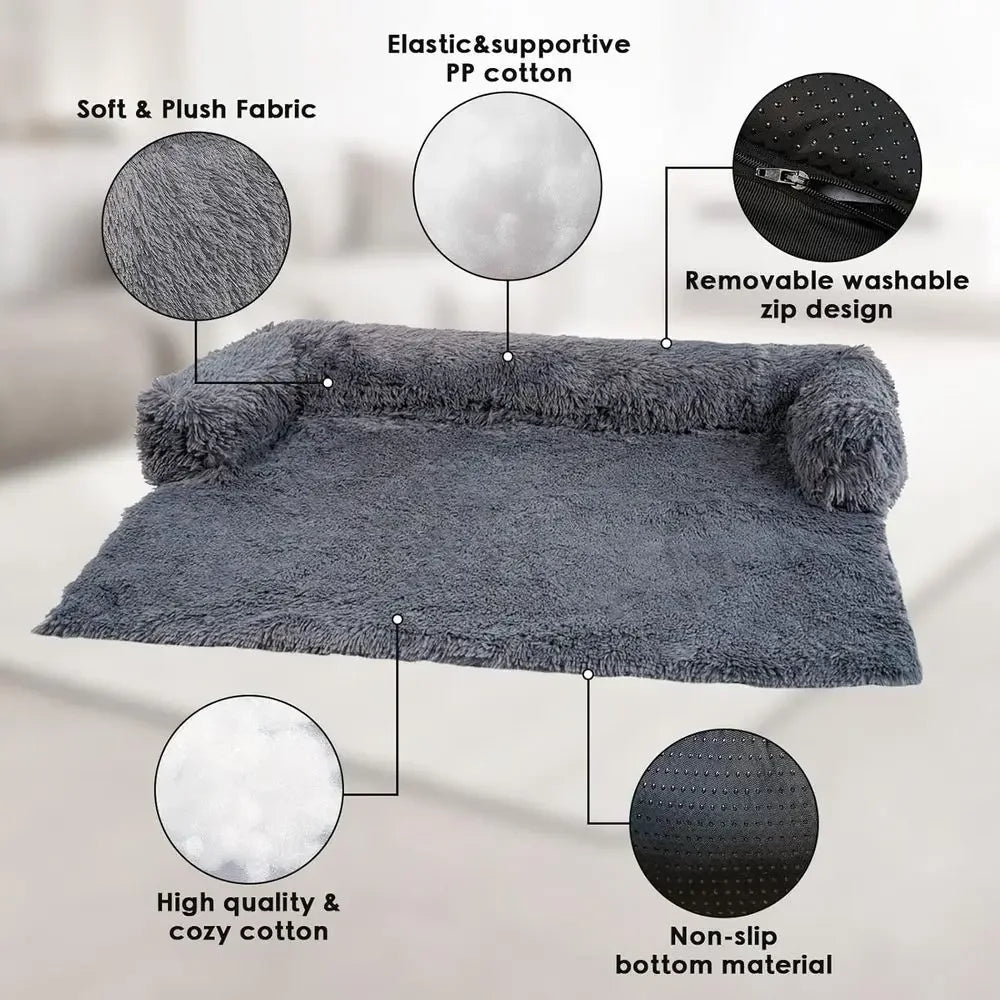 Removable Washable Calming Dog Bed Cover Non Slip Velvet Protector