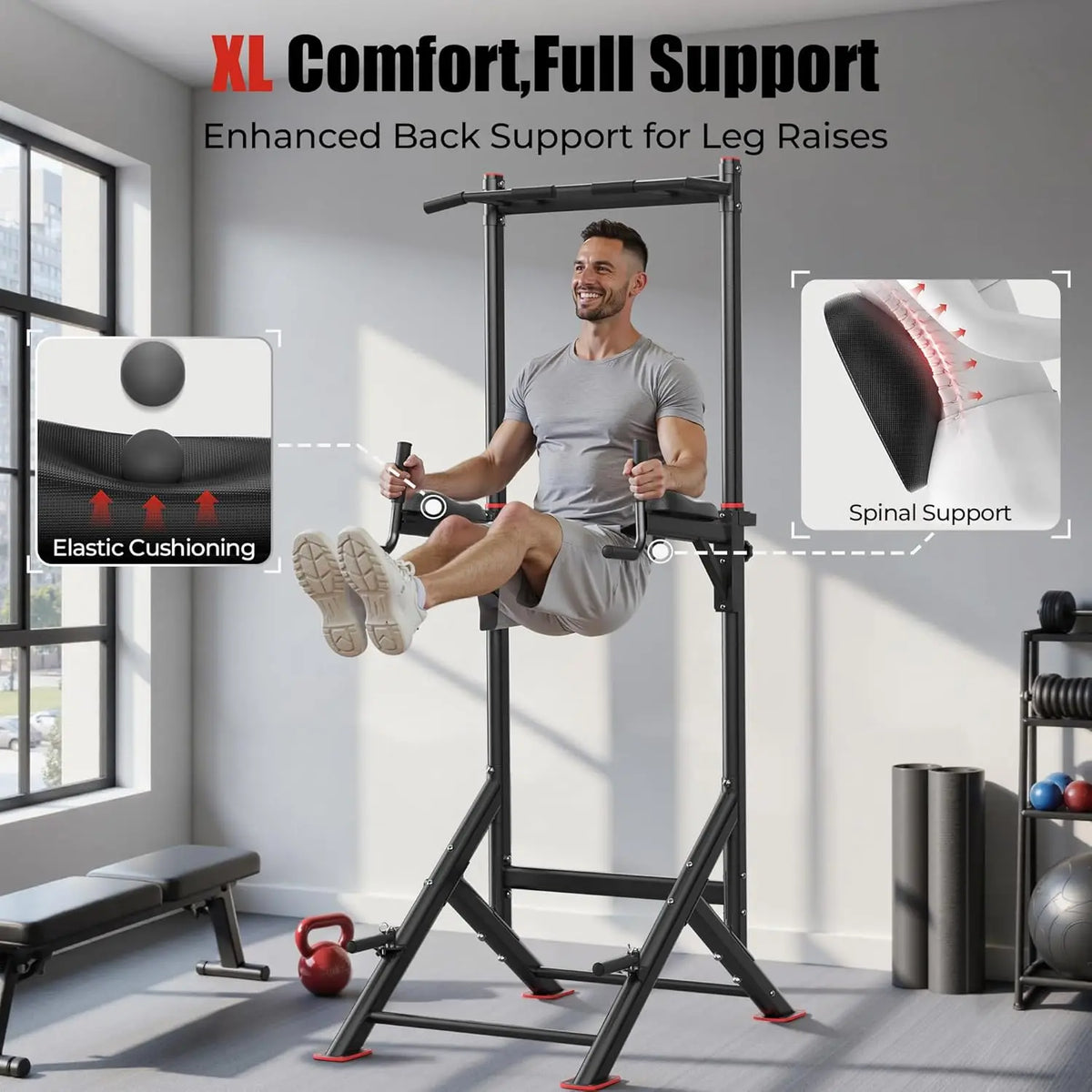 Heavy Duty Power Tower Pull Up Dip Station Home Gym