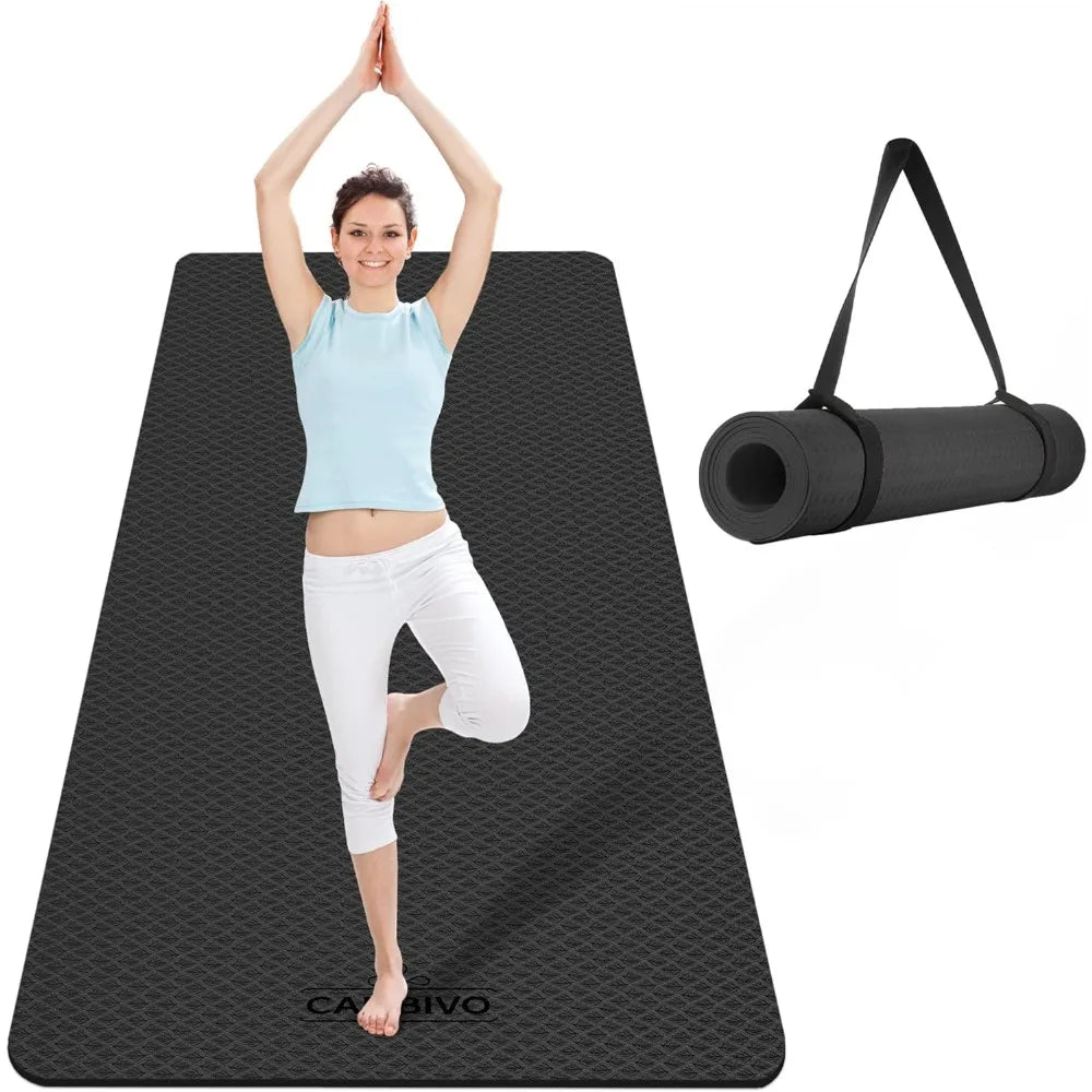Cambivo TPE Yoga Mat Extra Wide Non Slip Workout Fitness