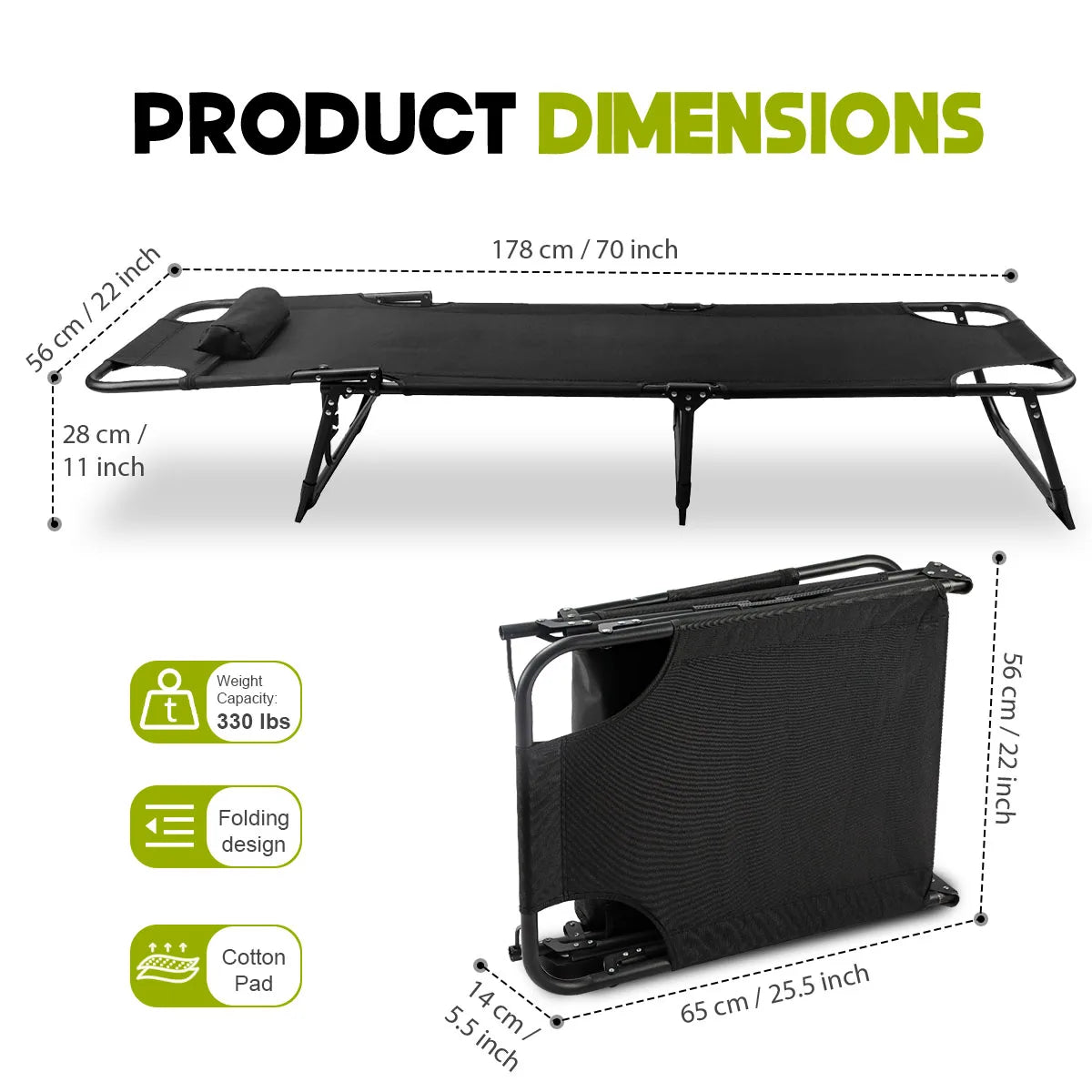 Adjustable Folding Lounge Chair With Removable Cushion For Outdoor Use