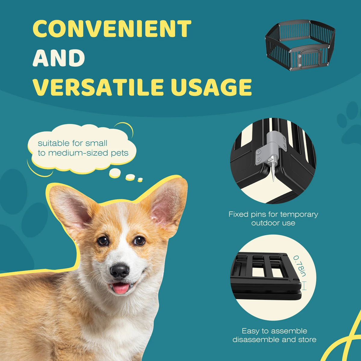 JHK Expandable Plastic Dog Playpen For Indoor And Outdoor Use