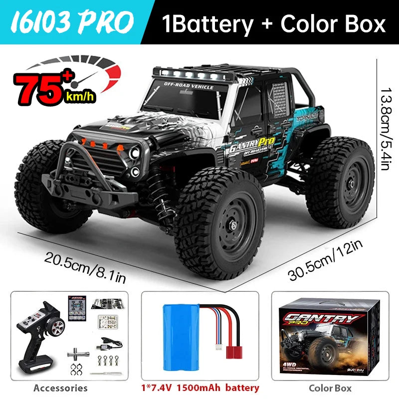 WLtoys 4WD RC Monster Truck With LED Lights Remote Control