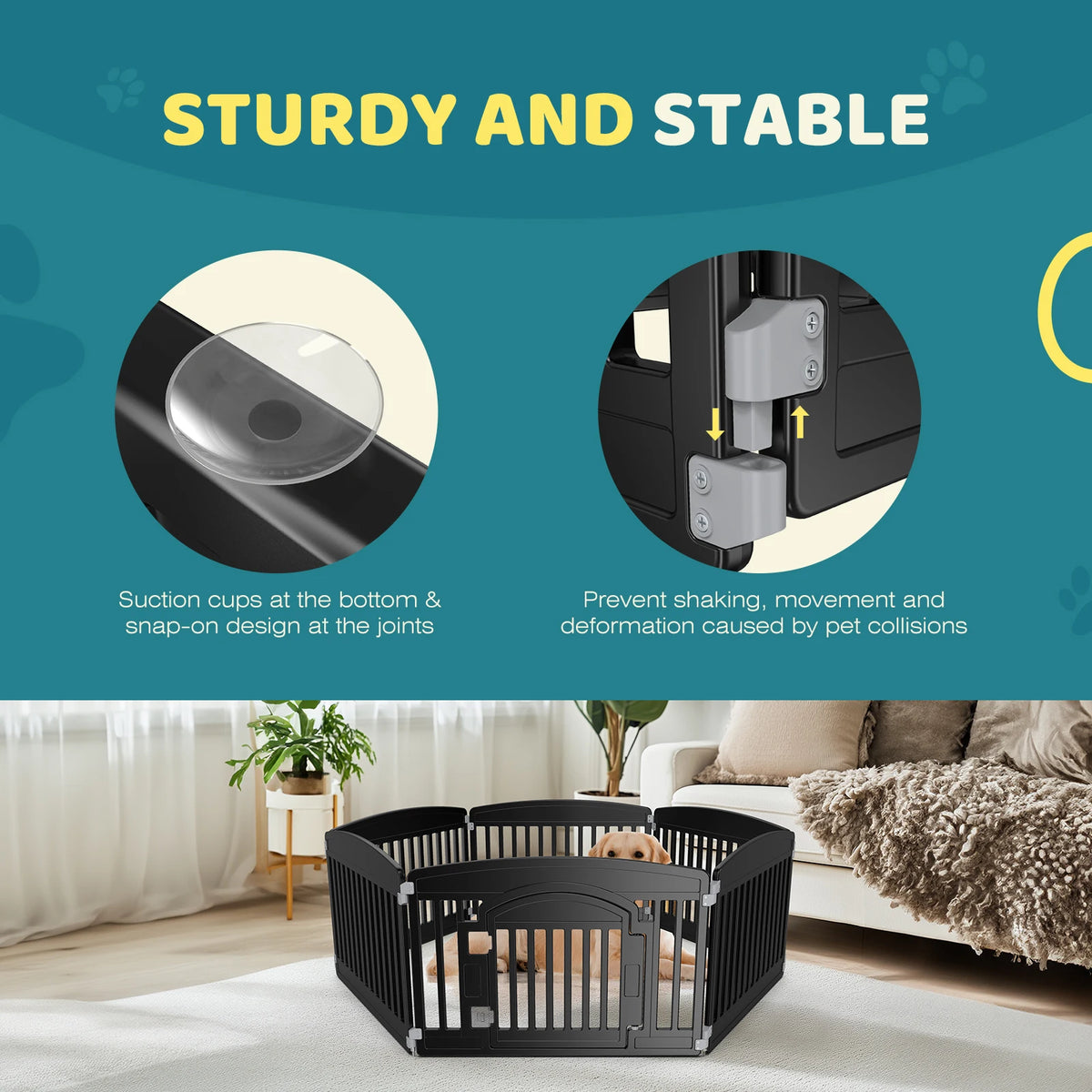JHK Expandable Plastic Dog Playpen For Indoor And Outdoor Use