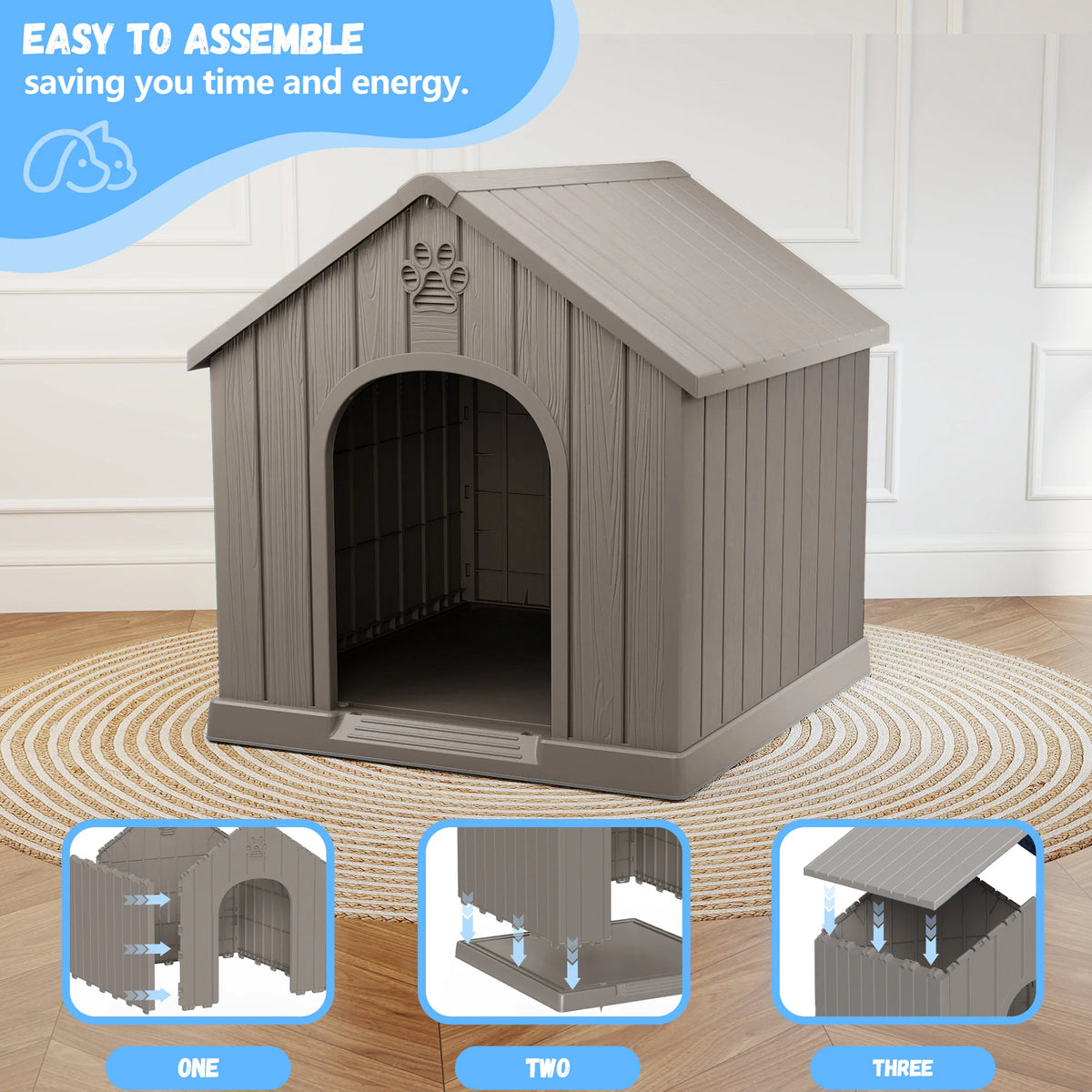 Waterproof Plastic Outdoor Dog House With Ventilated Design