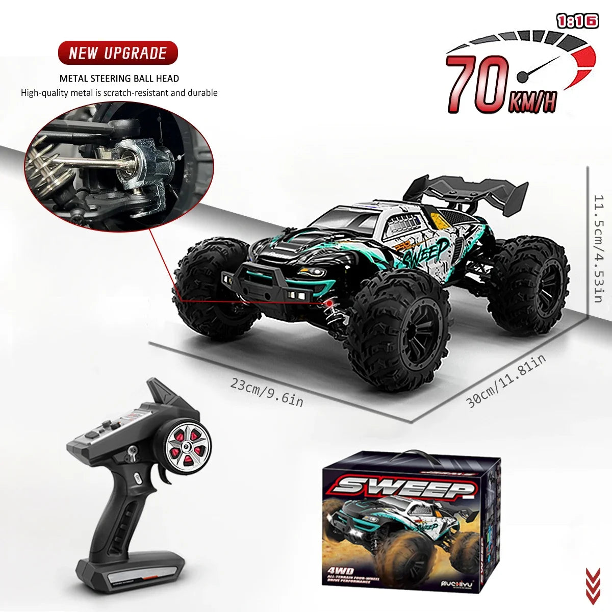 JIKEFUN Brushless 4x4 Off Road RC Racing Car With Remote Control
