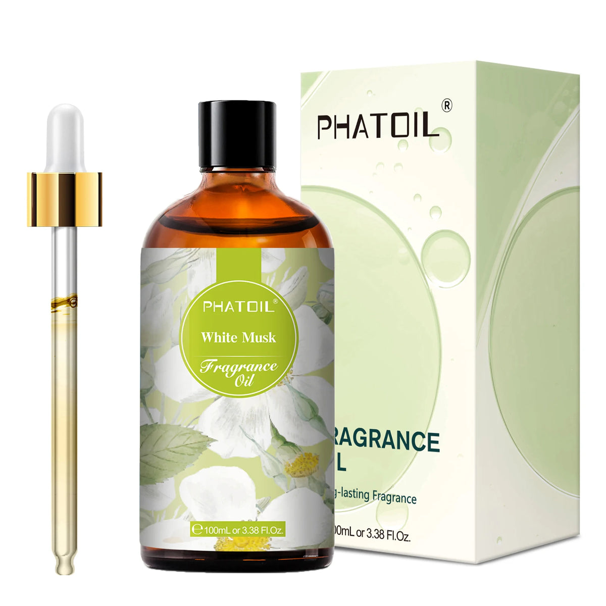 PHATOIL 2PCS 100ml Aroma Fragrance Oil For Diffuser,Humidifier,Aromatherapy,Candle Making White Musk Parma Violet Japanese Magnolia Fresh Linen Baby Powder Almond Vanilla 3.38FL.OZ Fragrance Oils